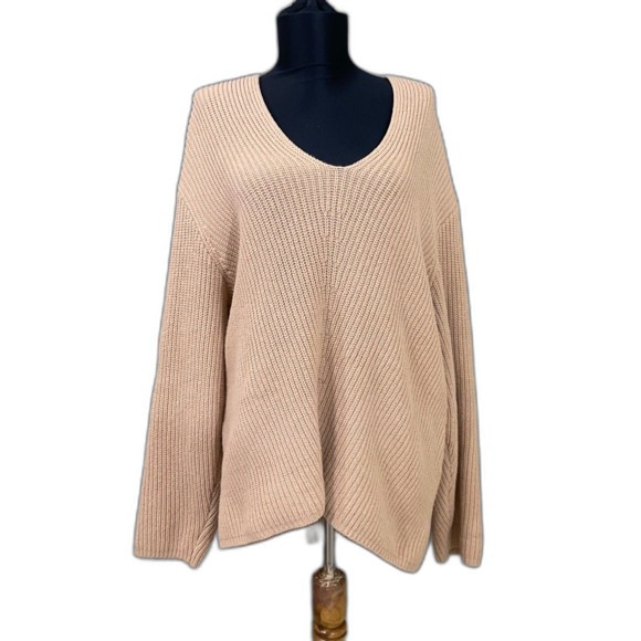 Urban Outfitters Cotton blend Top Women's M Beige V-neck Oversized Boho Beachy - Picture 1 of 11